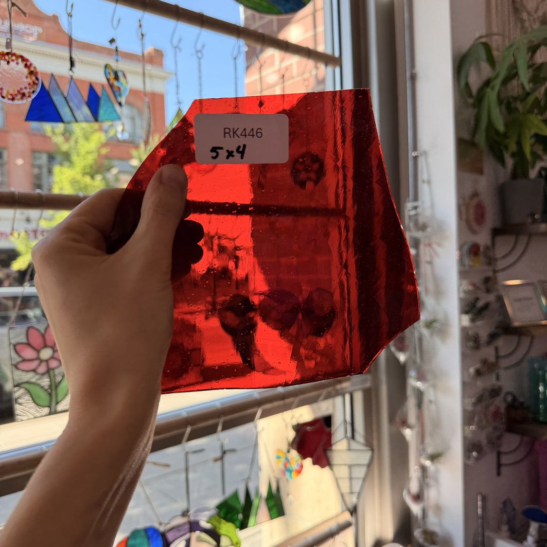 Red Transparent Mouthblown Flash (on clear) Lamberts Sheet Glass