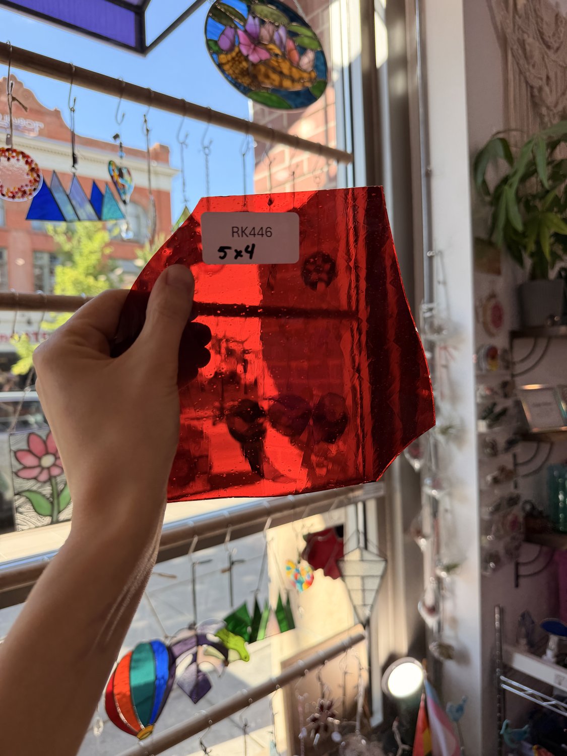 Red Transparent Mouthblown Flash (on clear) Lamberts Sheet Glass