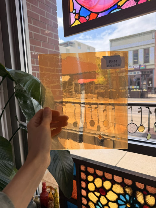Orange on Clear Lamberts Flash Glass Sheet Glass Lamberts Glass
