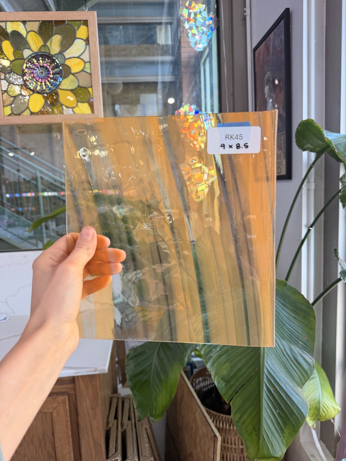 Orange on Clear Lamberts Flash Glass Sheet Glass Lamberts Glass 9x8.5in (LA-66677805)