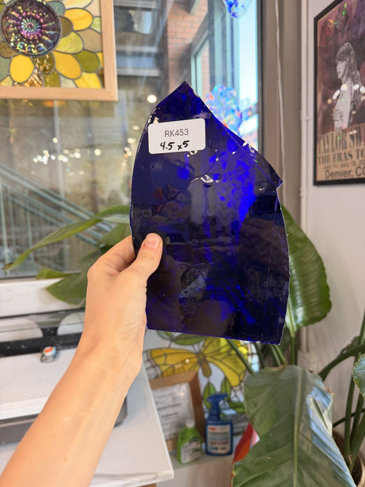 Dark Blue on Clear Flash Glass Mouth Blown (score accounted for) Sheet Glass Mouth Blown Glass Default Title