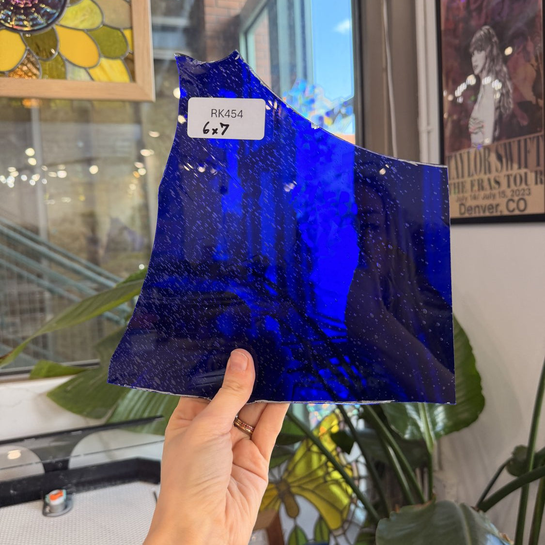 Dark Blue on Clear Flashed Mouth Blown Transparent
