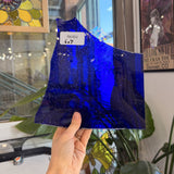 Dark Blue on Clear Flashed Mouth Blown Transparent