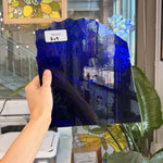 Dark Blue on Clear Flashed Mouth Blown Transparent
