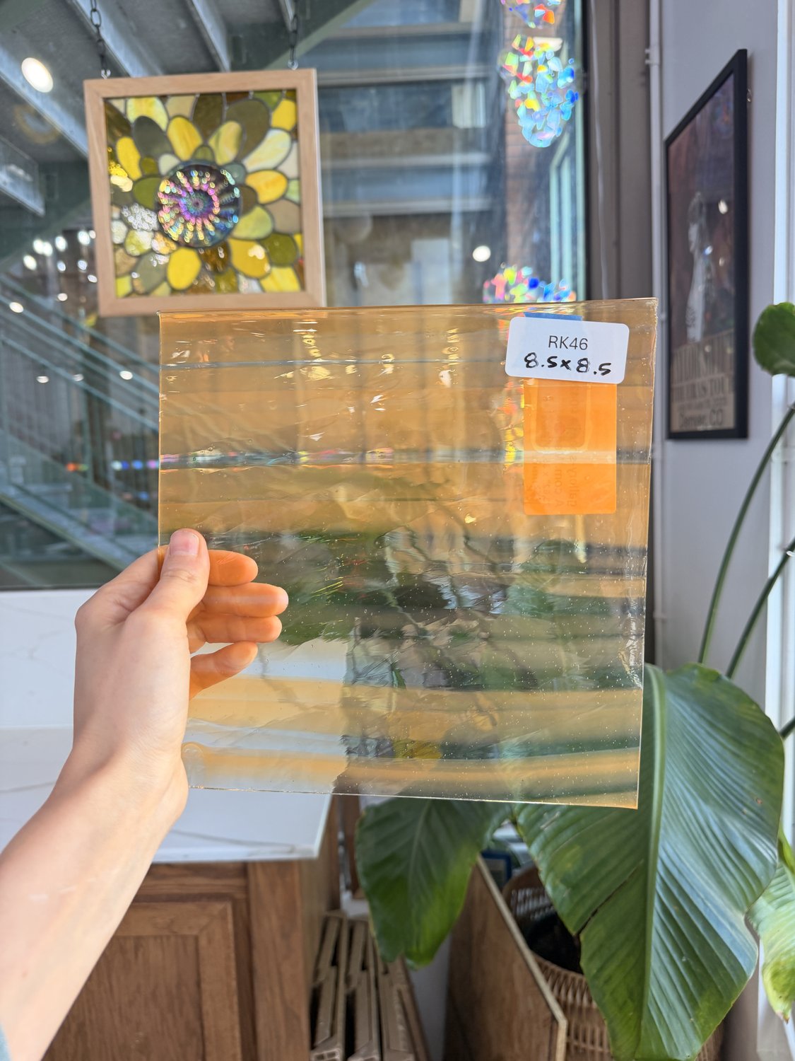 Orange on Clear Lamberts Flash Glass Sheet Glass Lamberts Glass 8.5x8.5in (LA-66710573)