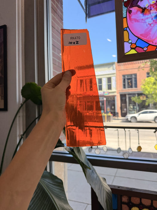 Transparent Orange on Clear Flashed Moutblown Sheet Glass Colorado Glassworks