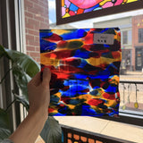 Lamberts Mouthblown S244 Blue Red and Silenium Yellow Sheet Glass Lamberts Glass