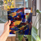 Lamberts Mouthblown S244 Blue Red and Silenium Yellow Sheet Glass Lamberts Glass RK48 (9x8in)