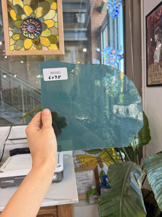 Teal Milky Transparent Mouthblown Sheet Glass Mouth Blown Glass Default Title