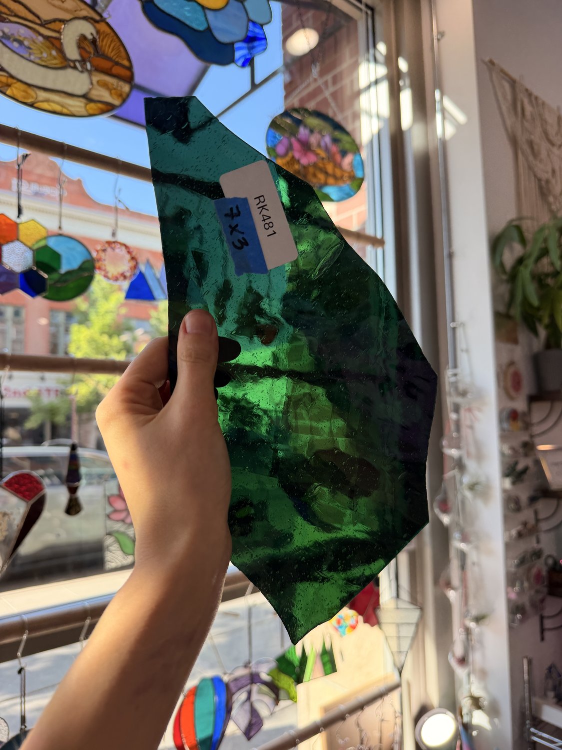 Dark Green Transparent Mouthblown Sheet Glass