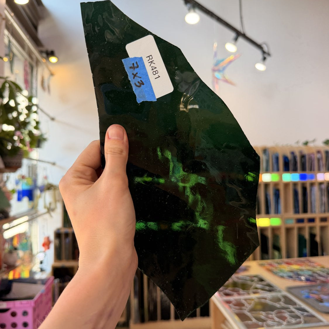 Dark Green Transparent Mouthblown Sheet Glass