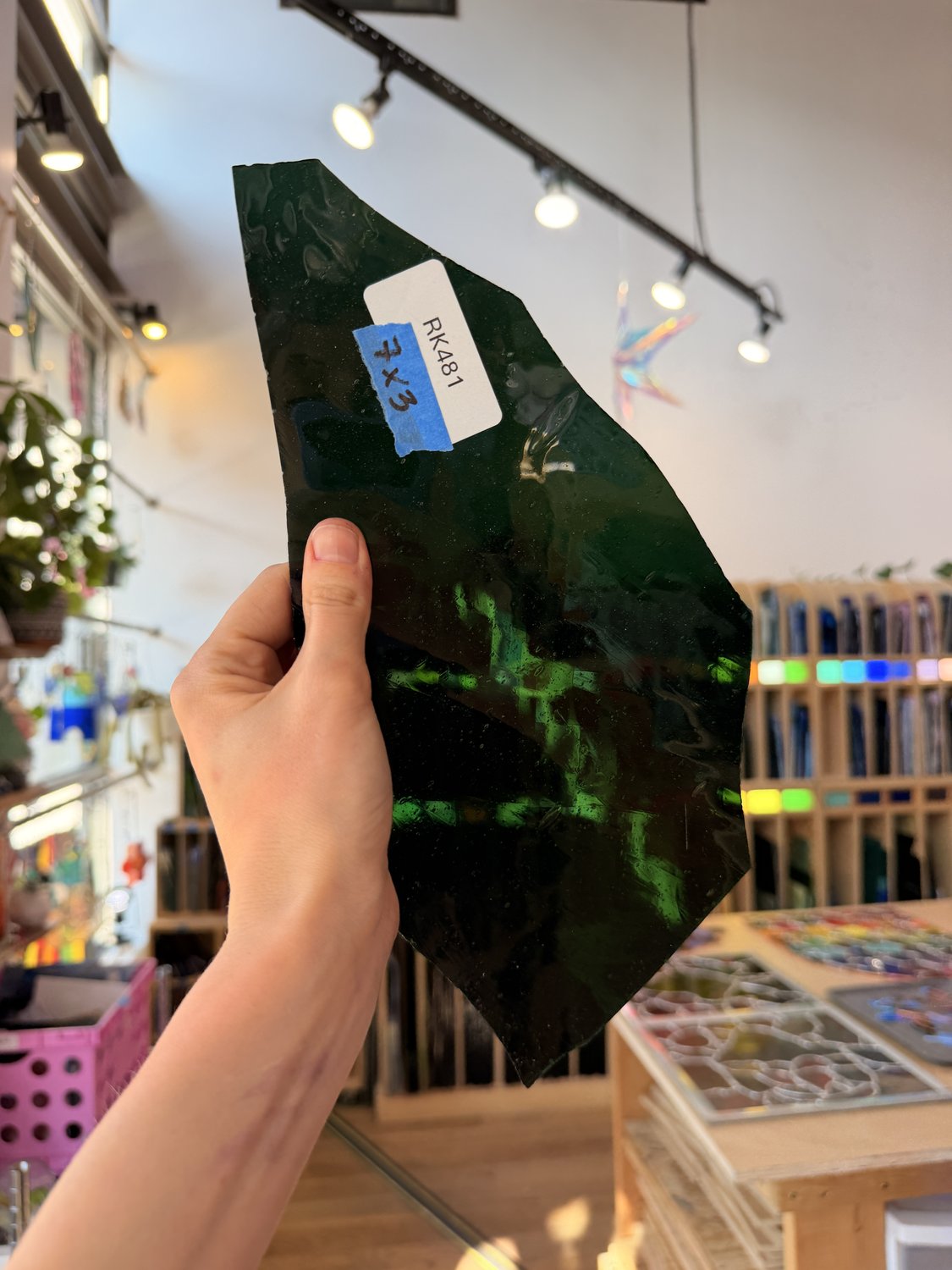 Dark Green Transparent Mouthblown Sheet Glass