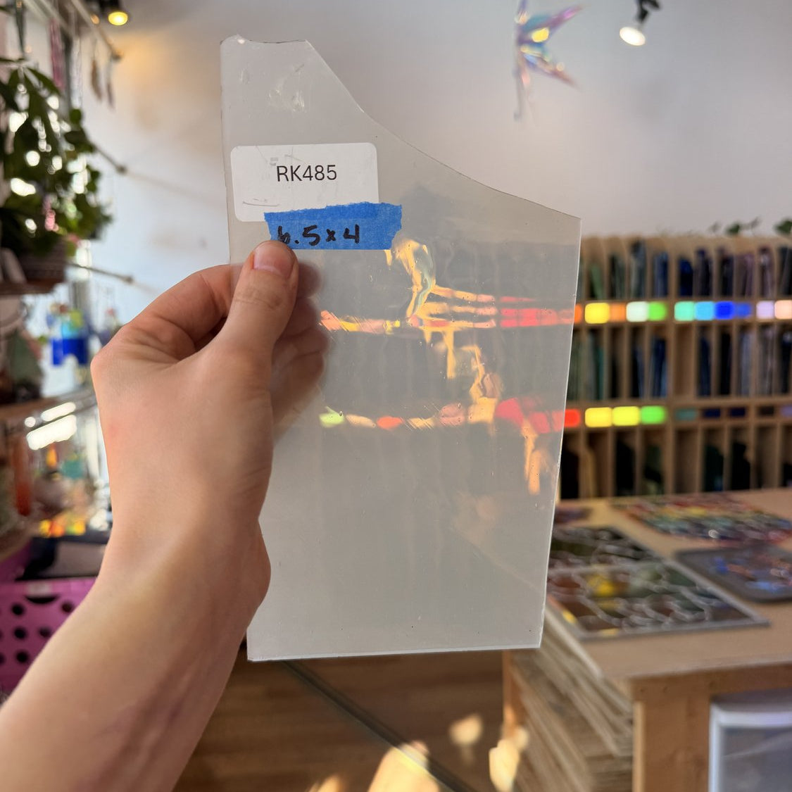 Milky White Flash (on clear) Fremont Mouthblown Sheet Glass