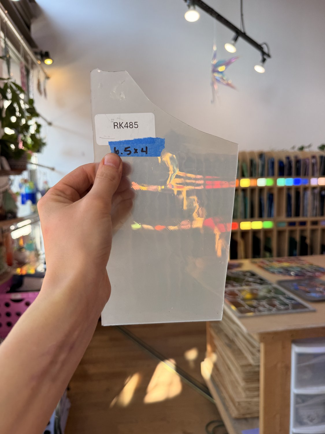 Milky White Flash (on clear) Fremont Mouthblown Sheet Glass