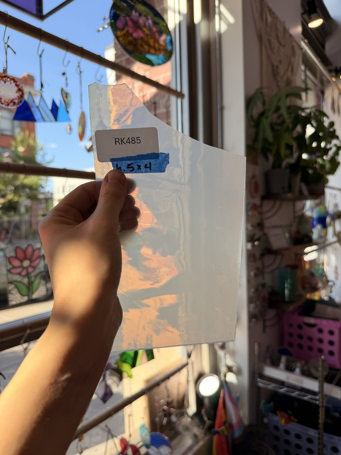 Milky White Flash (on clear) Fremont Mouthblown Sheet Glass