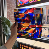 Lamberts Mouthblown S244 Blue Red and Silenium Yellow Sheet Glass Lamberts Glass