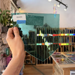 Light Teal Mouthblown Lamberts Flash (on clear) Sheet Glass