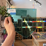 Light Teal Mouthblown Lamberts Flash (on clear) Sheet Glass