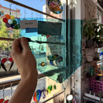 Light Teal Mouthblown Lamberts Flash (on clear) Sheet Glass