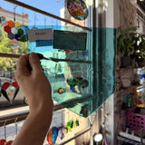 Light Teal Mouthblown Lamberts Flash (on clear) Sheet Glass