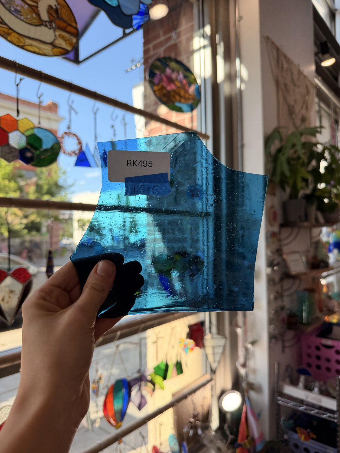 Medium Dark Blue Mouthblown Lamberts Sheet Glass
