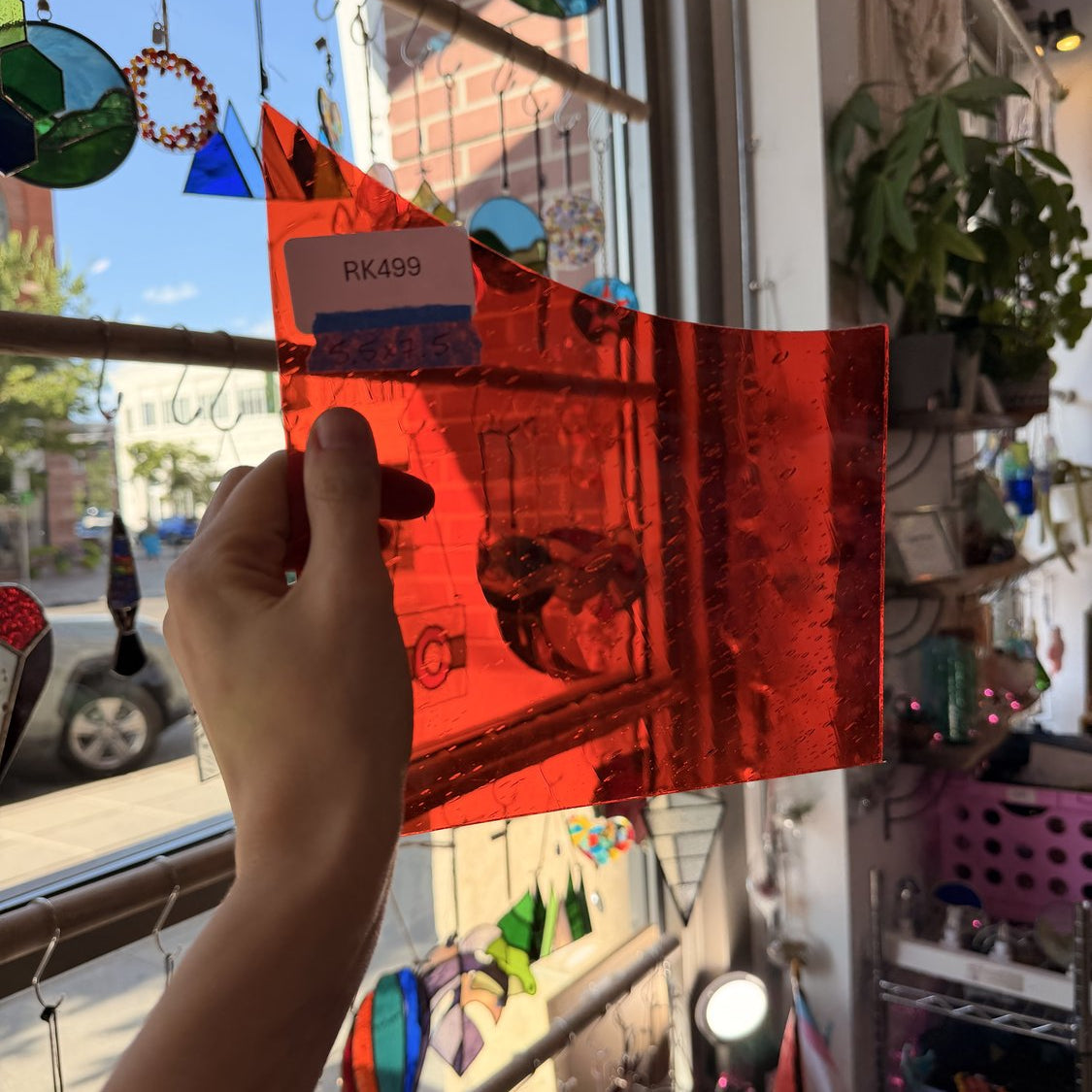 Neon Orange Mouthblown Krosno Vintage Rare Sheet Glass