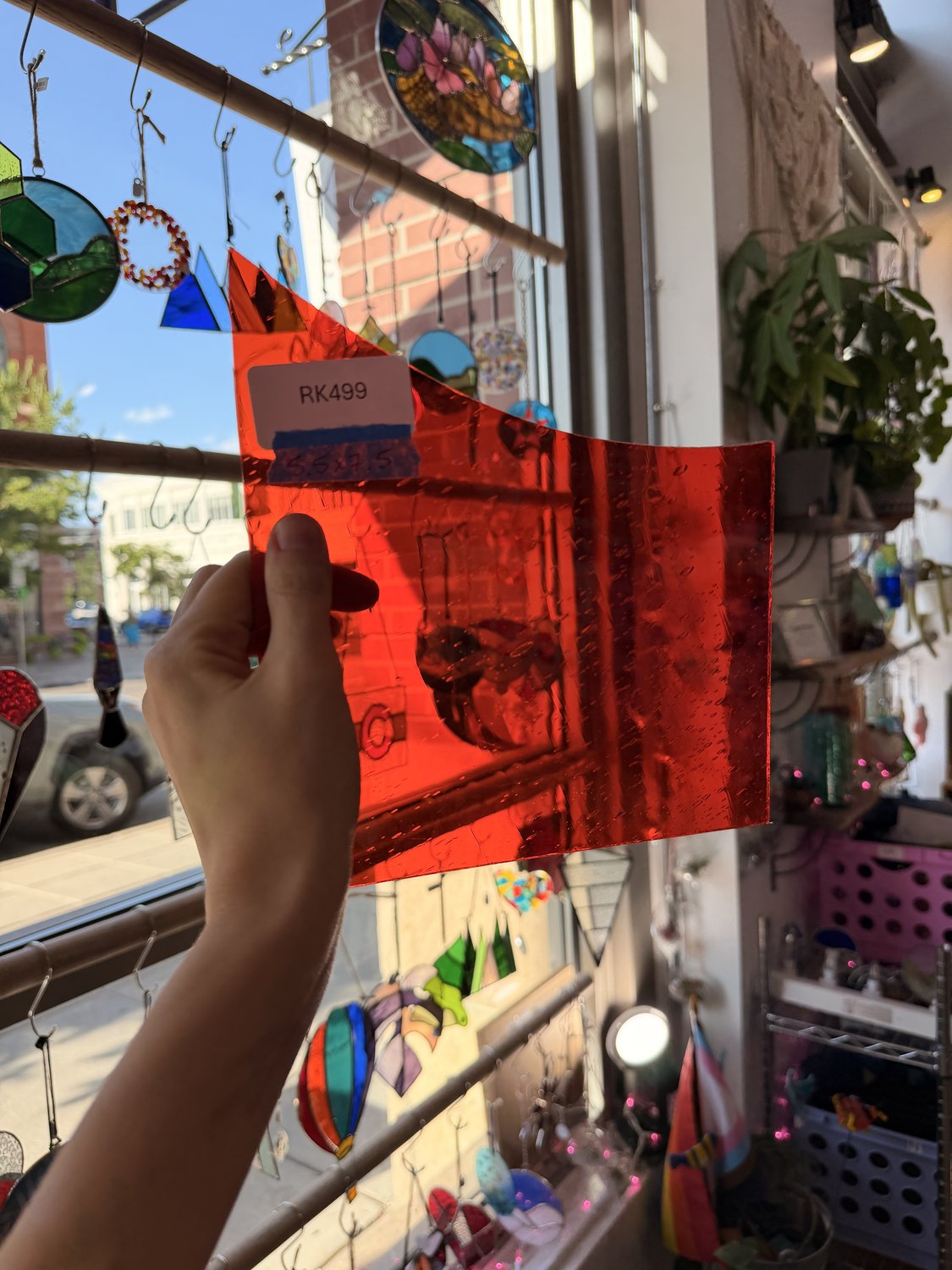 Neon Orange Mouthblown Krosno Vintage Rare Sheet Glass