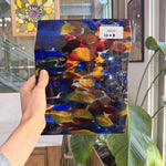 Lamberts Mouthblown S244 Blue Red and Silenium Yellow Sheet Glass Lamberts Glass