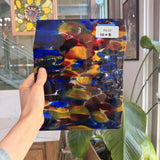 Lamberts Mouthblown S244 Blue Red and Silenium Yellow Sheet Glass Lamberts Glass