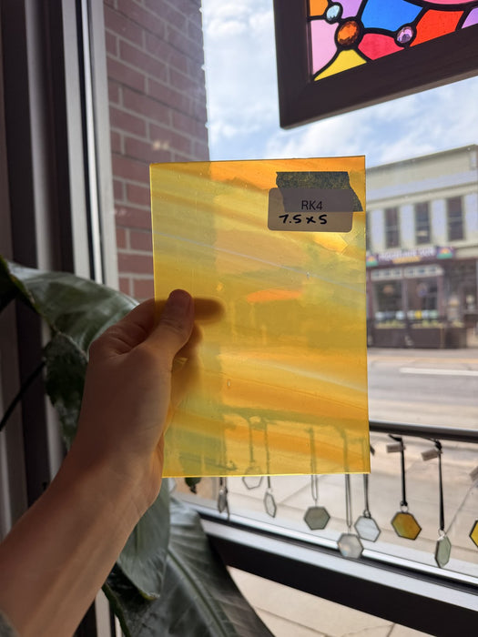 Yellow Clear Wispy S29 Mouth Blown Lamberts Flash Sheet Glass Lamberts Glass