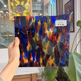 Lamberts Mouthblown S244 Blue Red and Silenium Yellow Sheet Glass Lamberts Glass 9x10in (LA-71691309)