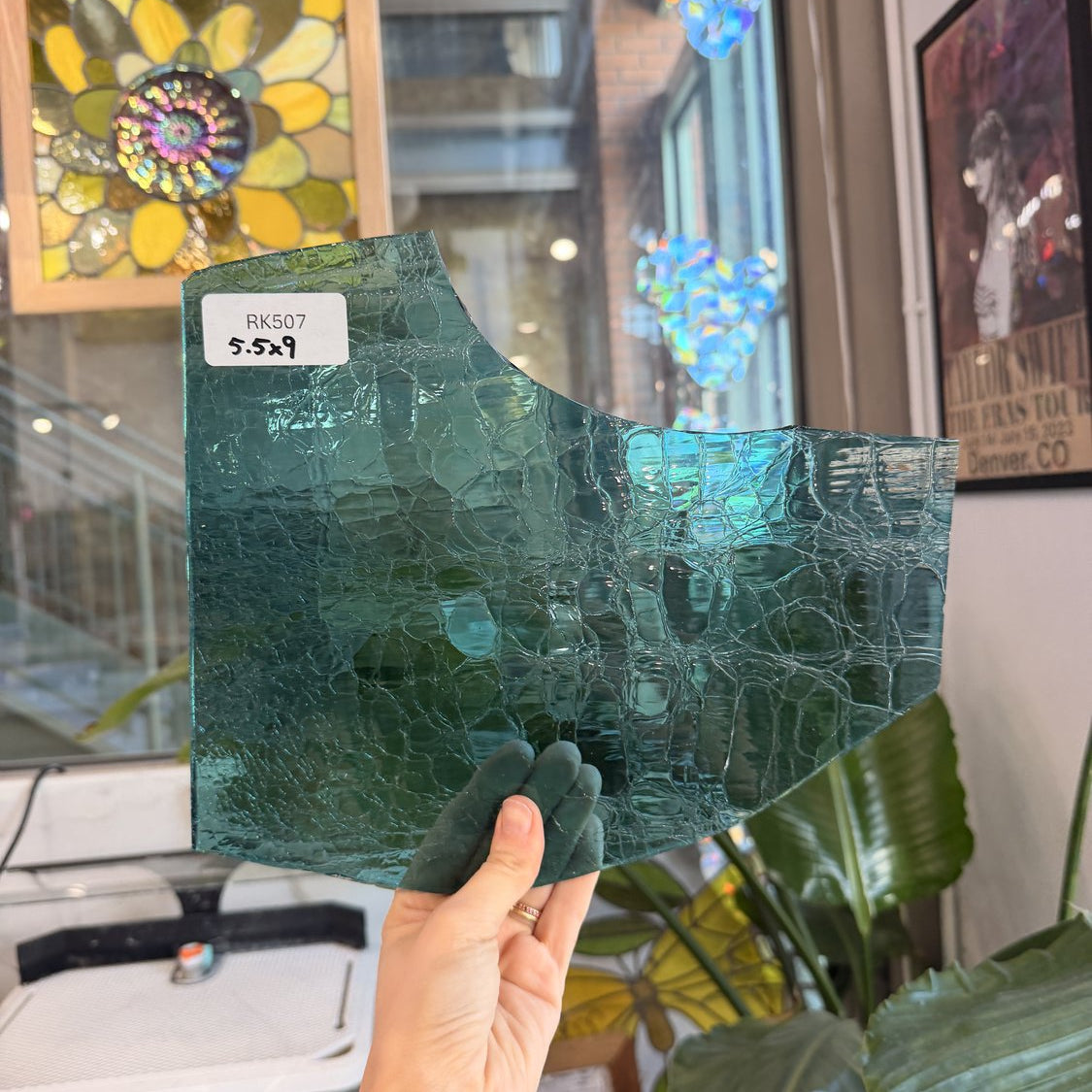 Teal Transparent Crackle Lamberts Sheet Glass Lamberts Glass Default Title