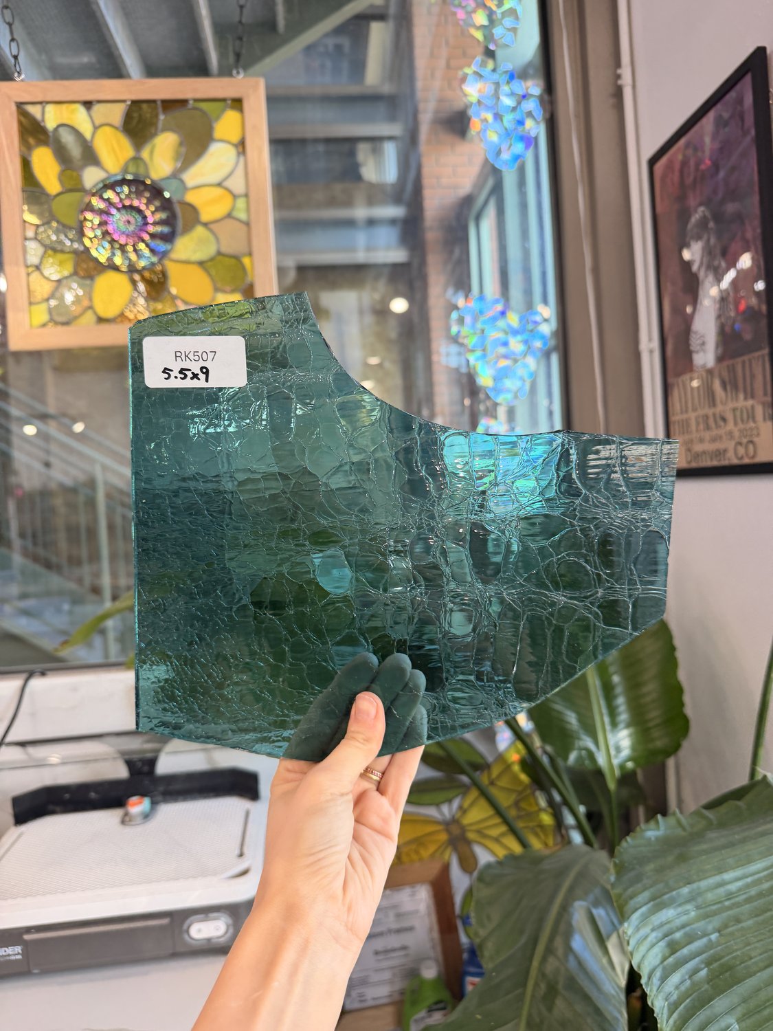 Teal Transparent Crackle Lamberts Sheet Glass Lamberts Glass Default Title