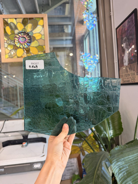 Teal Transparent Crackle Lamberts Sheet Glass Lamberts Glass Default Title