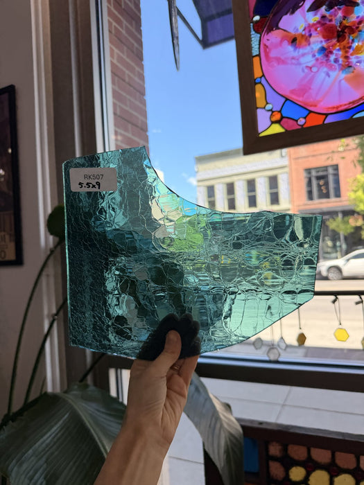 Teal Transparent Crackle Lamberts Sheet Glass Lamberts Glass