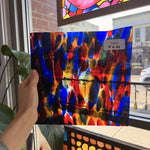 Lamberts Mouthblown S244 Blue Red and Silenium Yellow Sheet Glass Lamberts Glass