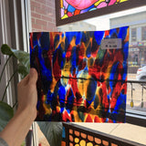 Lamberts Mouthblown S244 Blue Red and Silenium Yellow Sheet Glass Lamberts Glass