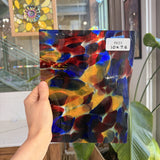 Lamberts Mouthblown S244 Blue Red and Silenium Yellow Sheet Glass Lamberts Glass 10x7.5in (LA-71724077)