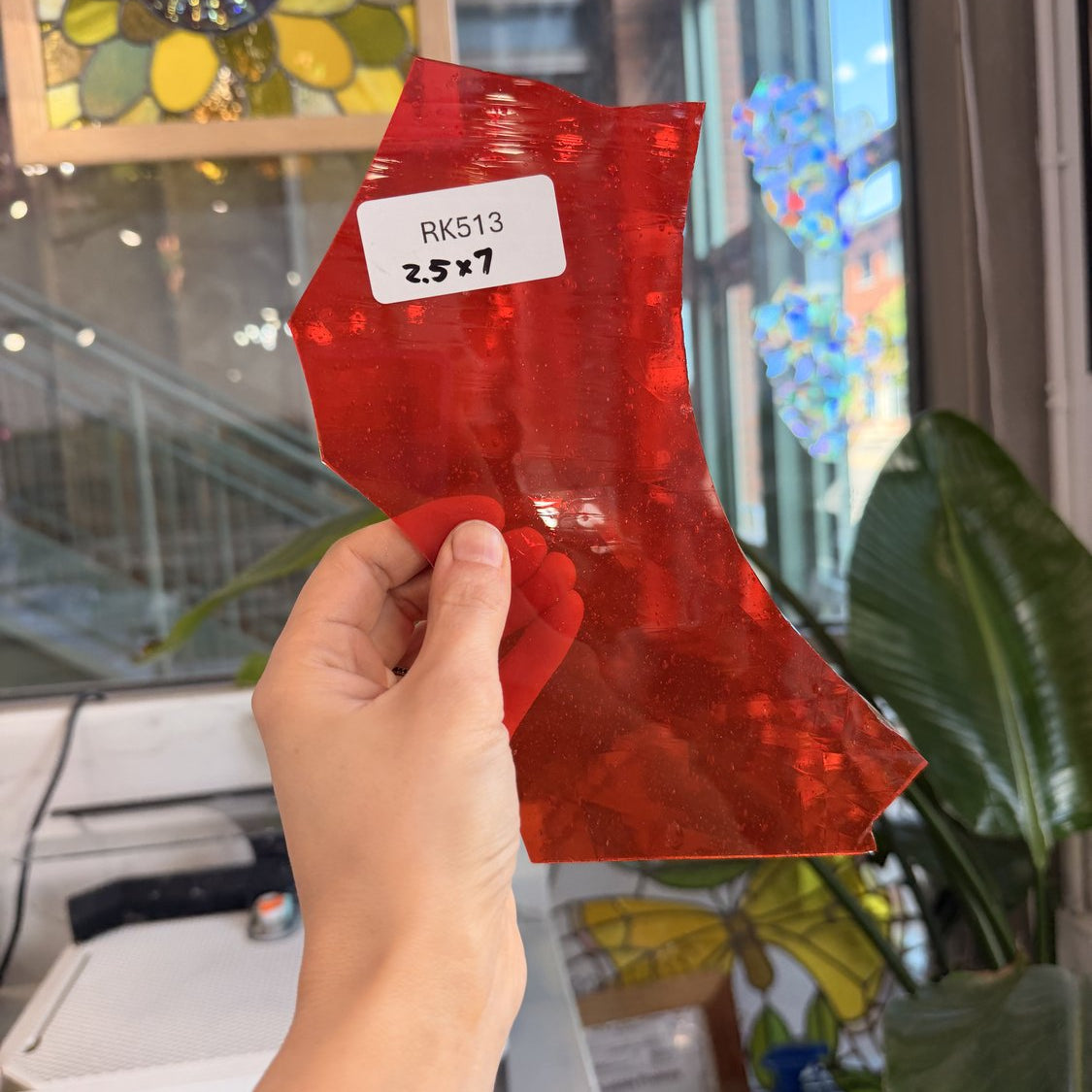 Cherry Red on Clear Mouthblown Glass