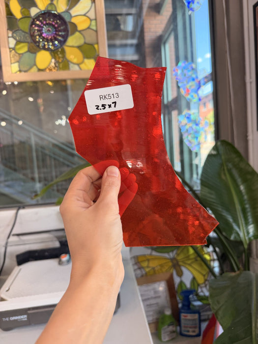 Cherry Red on Clear Mouthblown Glass Sheet Glass Mouth Blown Glass Default Title
