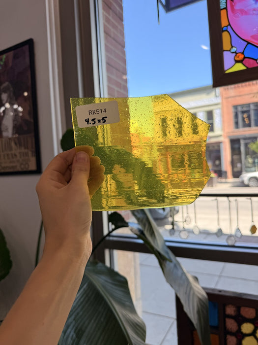 Neon Yellow Transparent Mouthblown Sheet Glass Mouth Blown Glass