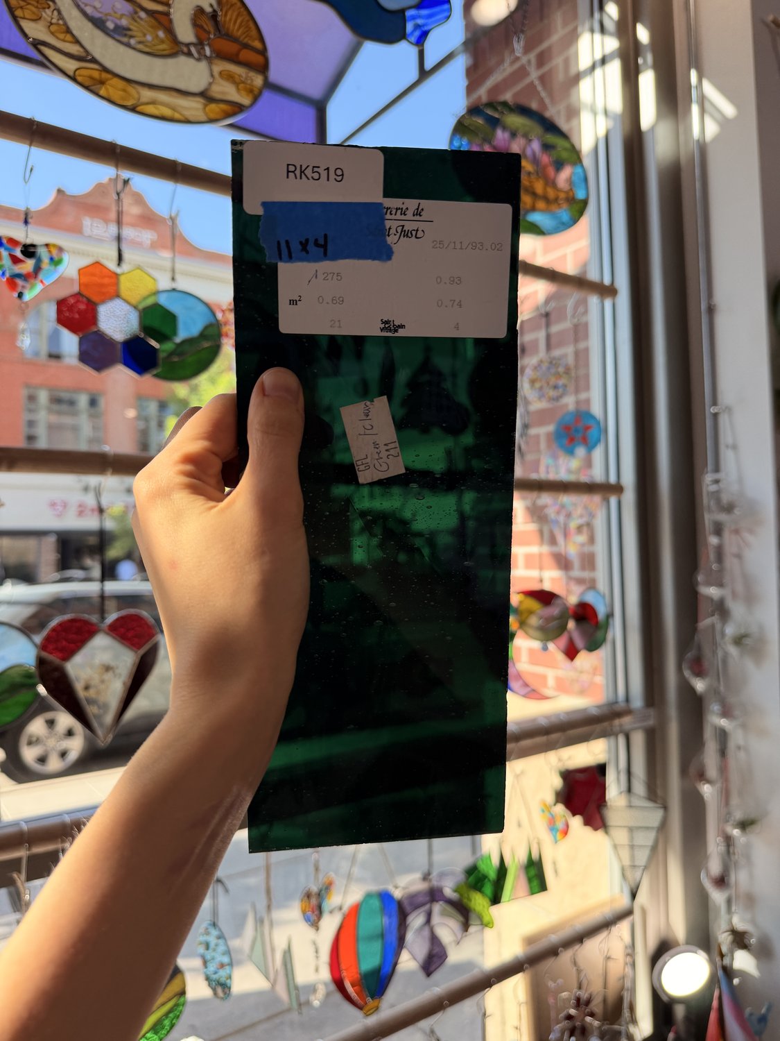 Dark Green on Clear Flash St Just Sheet Glass