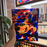 Lamberts Mouthblown S244 Blue Red and Silenium Yellow Sheet Glass Lamberts Glass