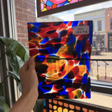 Lamberts Mouthblown S244 Blue Red and Silenium Yellow Sheet Glass Lamberts Glass
