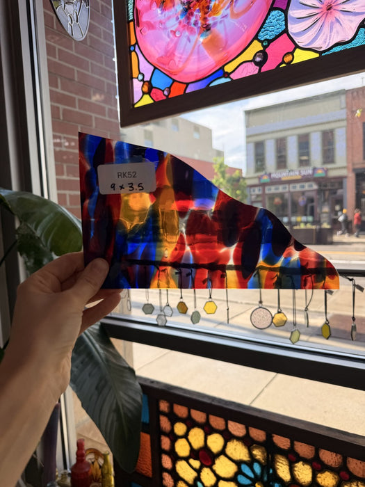 Lamberts Mouthblown S244 Blue Red and Silenium Yellow Sheet Glass Lamberts Glass 9x3.5in (LA-71756845)