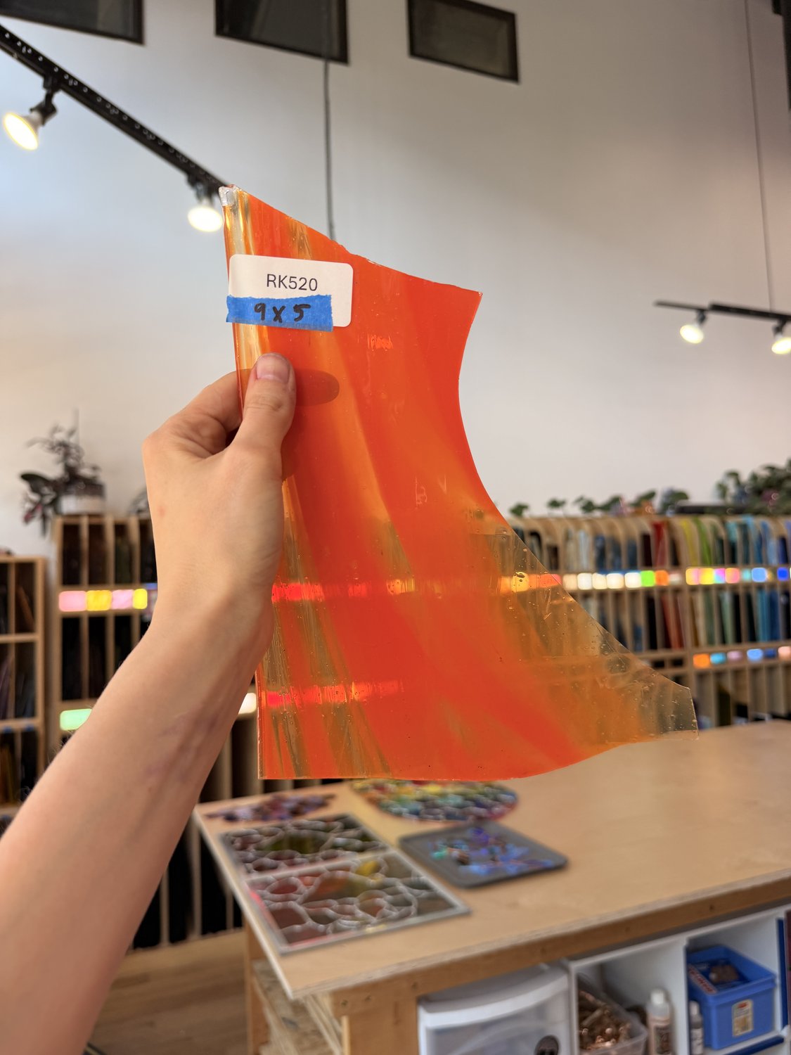 Neon Orange and Clear Vintage Mouthblown AC Fischer