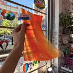 Neon Orange and Clear Vintage Mouthblown AC Fischer