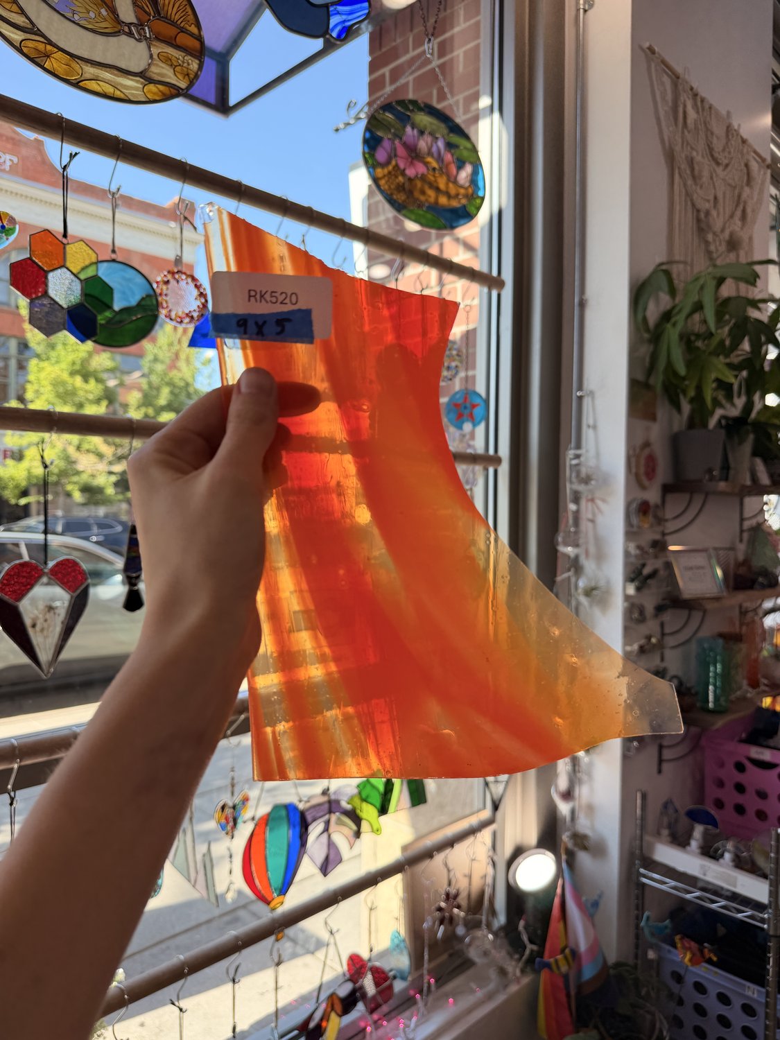 Neon Orange and Clear Vintage Mouthblown AC Fischer