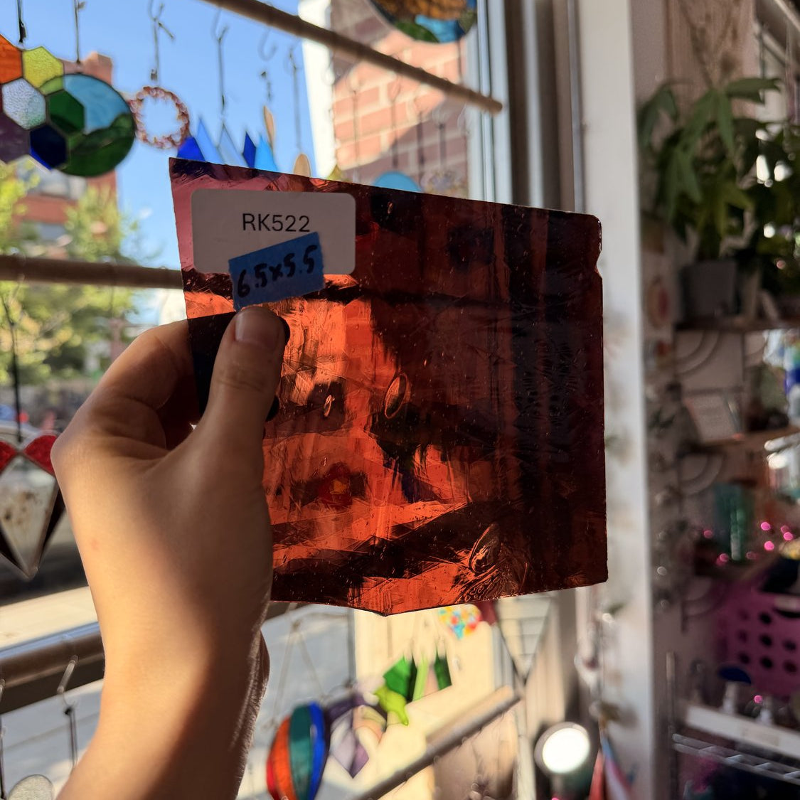 Medium Brown Mouthblown Flash (on clear) Sheet Glass