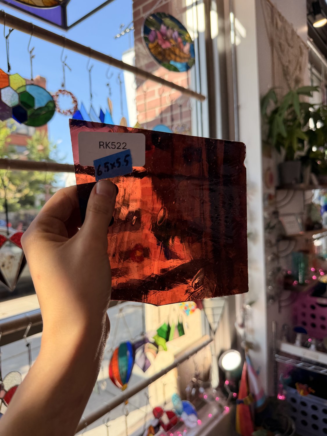 Medium Brown Mouthblown Flash (on clear) Sheet Glass